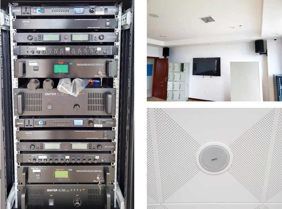 ONITER-IP网络广播系统的天花喇叭和机柜设备实拍.jpg ONITER-IP网络广播系统的天花喇叭和机柜设备实拍.jpg